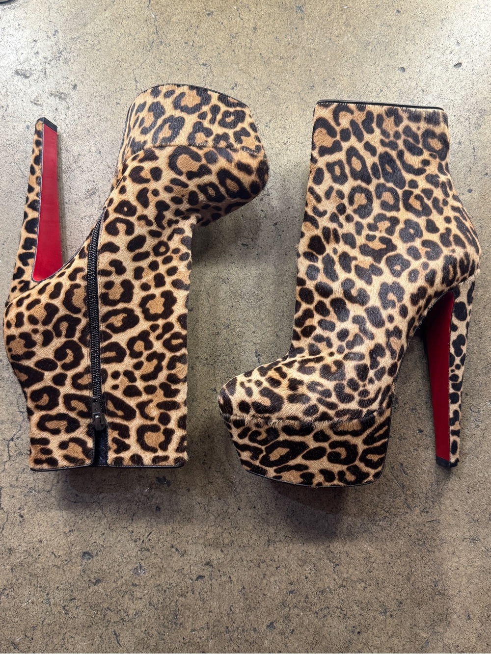 Leopard Print Platform Ankle Boots - Women